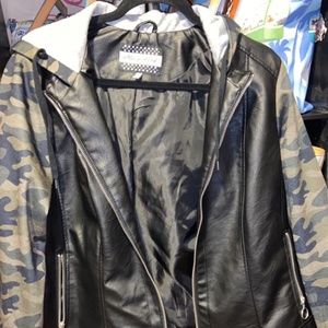 Faux leather camo jacket